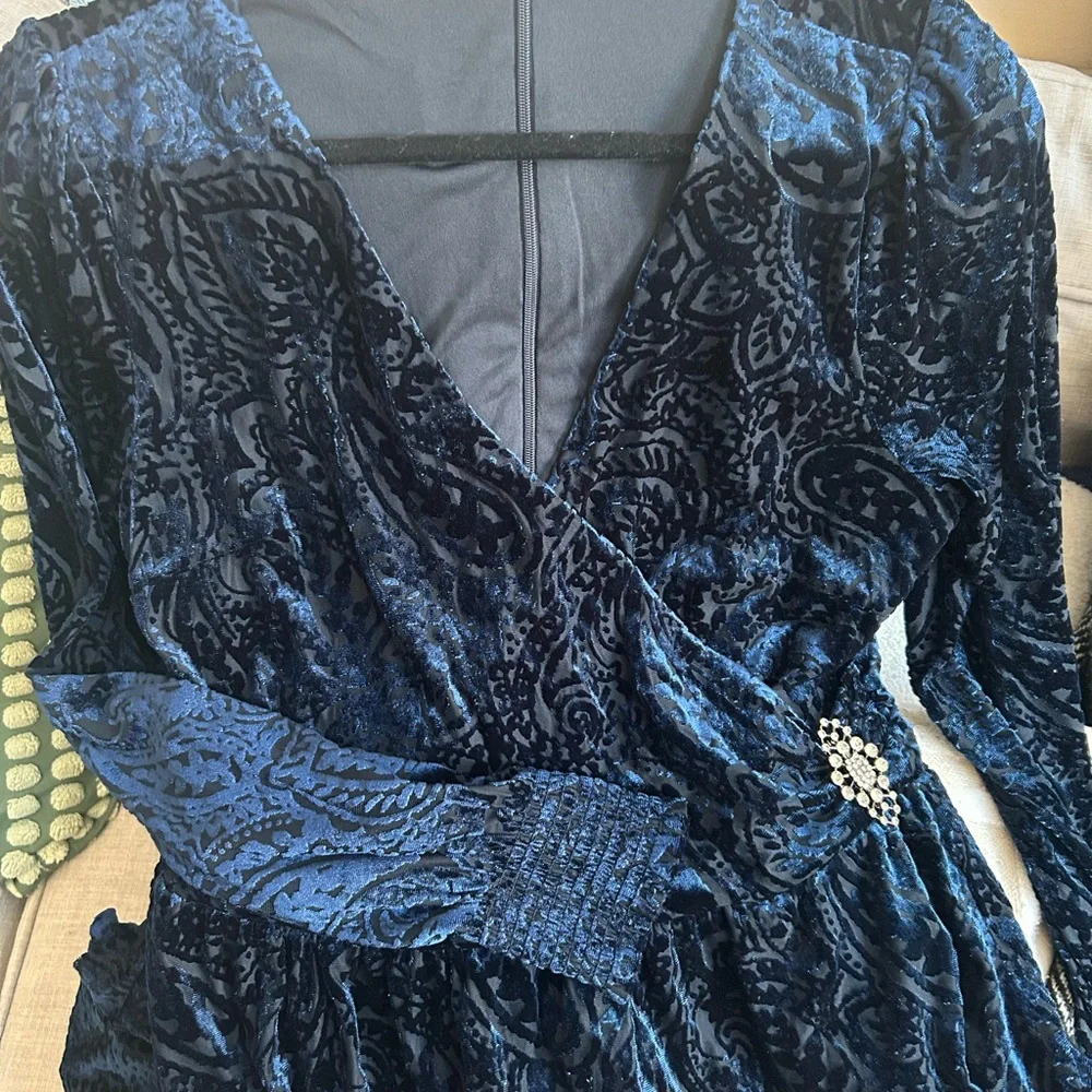 Tommy Hilfiger Womens Velvet Burnout Fit & Flare Dress - Picture 6 of 7